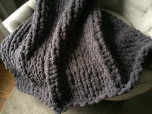 Load image into Gallery viewer, Chunky Knit Blanket | Dark Gray Knit Throw - Hands On For Homemade