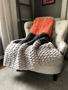 Orange and Gray Chunky Throw - Hands On For Homemade