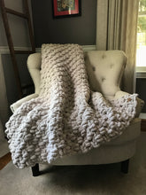 Load image into Gallery viewer, Chunky Knit Throw Blanket | Light Gray Knit Throw - Hands On For Homemade
