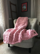 Load image into Gallery viewer, Soft Chunky Knit Chalk Pink Blanket - Hands On For Homemade