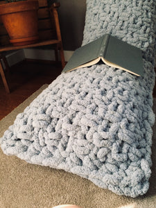 Chunky Knit Body Pillow | 20"x52" Light Blue Knit Pillow - Hands On For Homemade