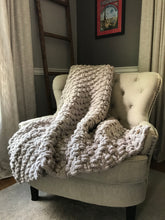 Load image into Gallery viewer, Chunky Knit Throw Blanket | Light Gray Knit Throw - Hands On For Homemade