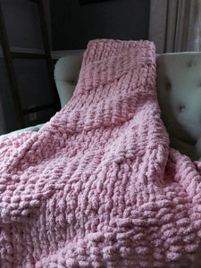 Soft Pink Knit Throw Blanket - Hands On For Homemade