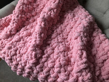 Load image into Gallery viewer, Chunky Knit Blanket | Light Pink Throw Blanket - Hands On For Homemade
