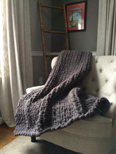Load image into Gallery viewer, Chunky Knit Blanket | Dark Gray Knit Throw - Hands On For Homemade