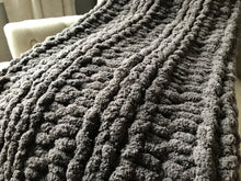 Load image into Gallery viewer, Chunky Knit Blanket: Mini Throw | Gray Knit Throw Blanket - Hands On For Homemade
