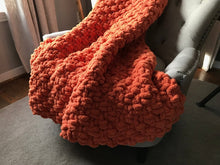 Load image into Gallery viewer, Orange Knitted Throw Blanket
