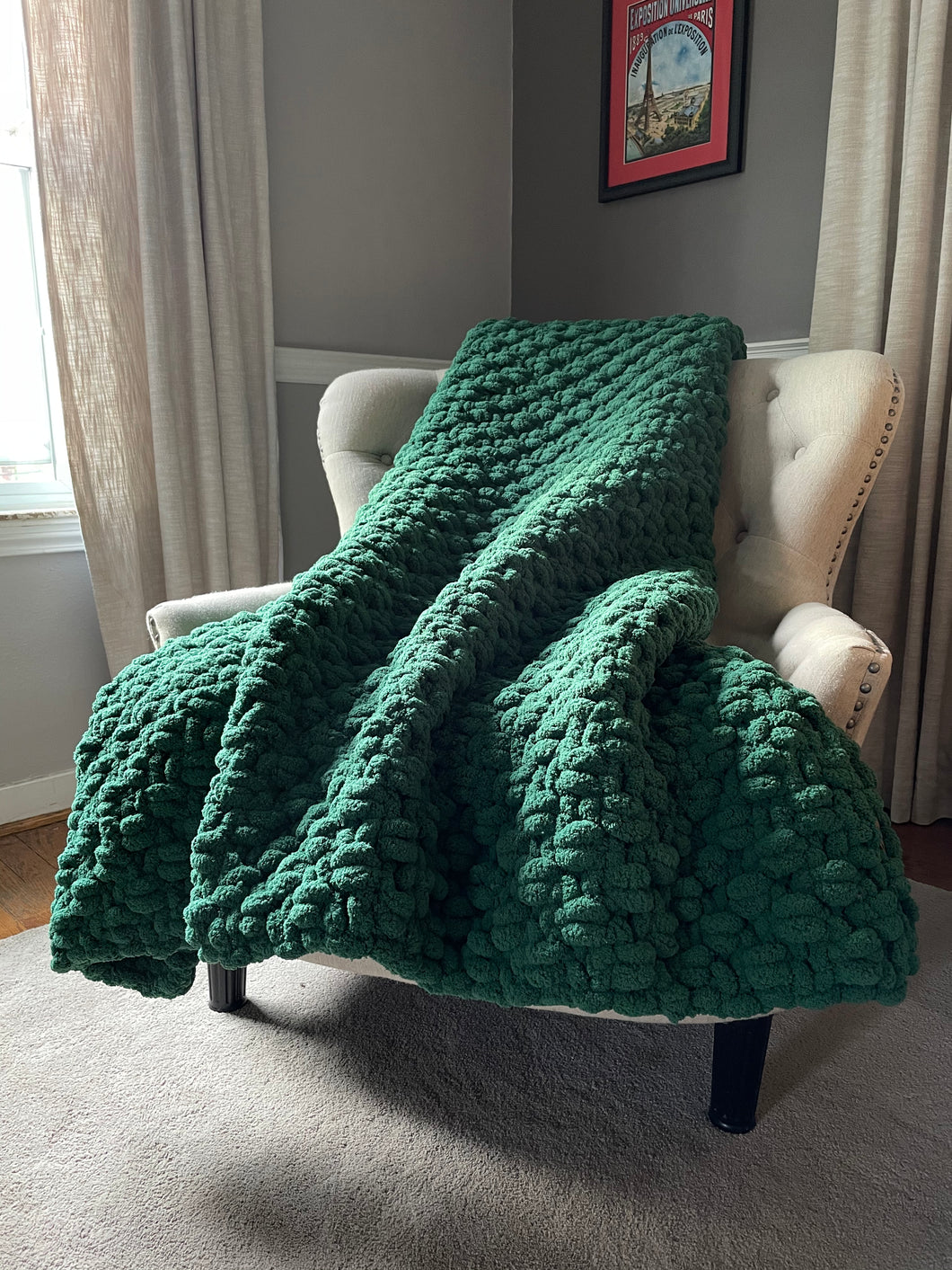 Forest Green Blanket | Chunky Knit Blanket - Hands On For Homemade
