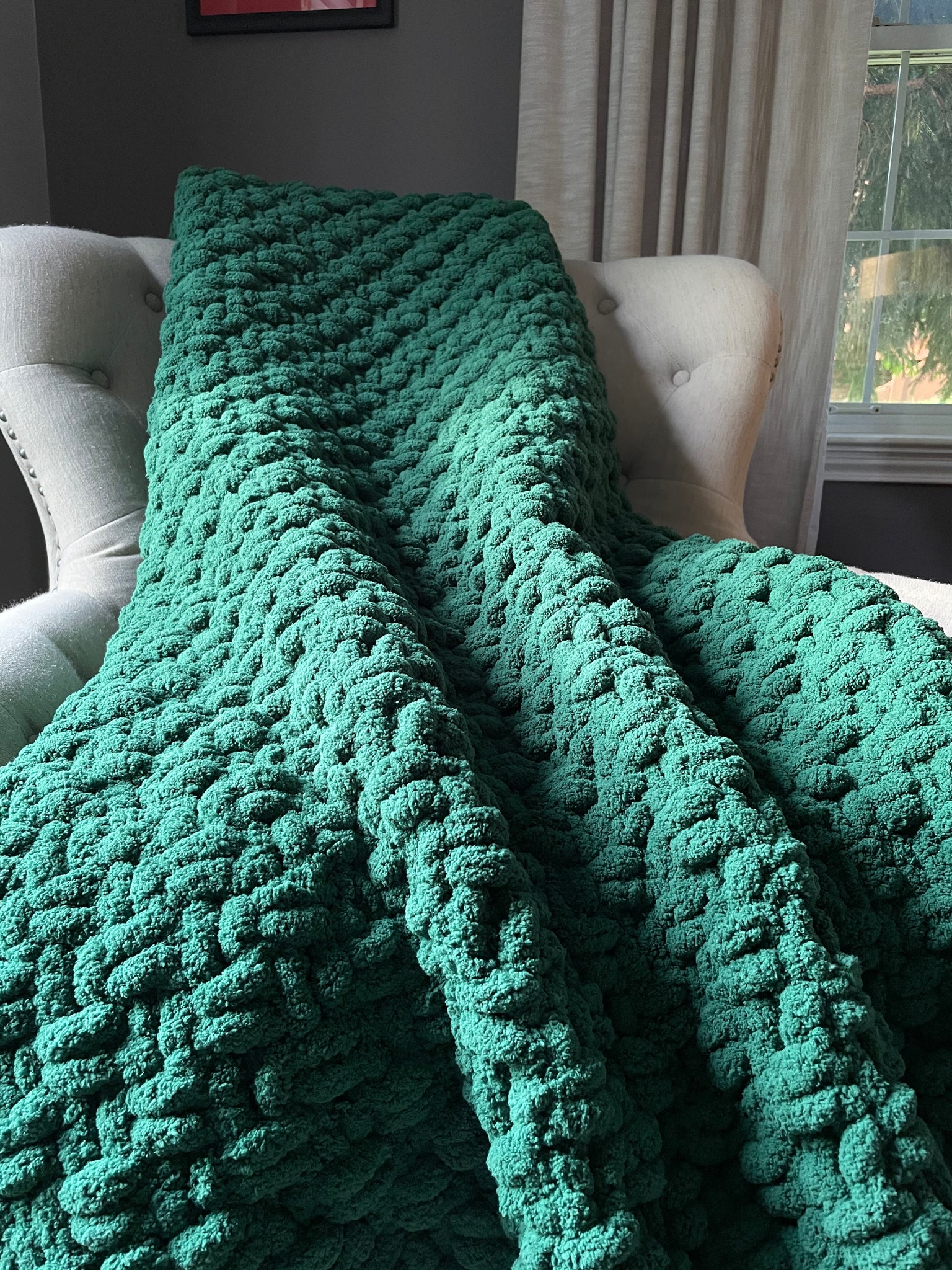 Forest Green Blanket  Chunky Knit Blanket – Hands On For Homemade