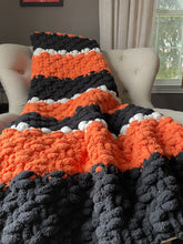 Load image into Gallery viewer, Chunky Knit Blanket | Harvest Orange &amp; Onyx Throw - Hands On For Homemade