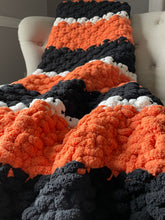 Load image into Gallery viewer, Chunky Knit Blanket | Harvest Orange &amp; Onyx Throw - Hands On For Homemade