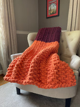 Load image into Gallery viewer, Virginia Blanket | Chunky Knit Blanket | Burgundy and Orange Throw - Hands On For Homemade