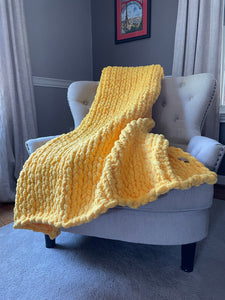 Yellow Chunky Blanket | Super Chunky Chenille Throw - Hands On For Homemade