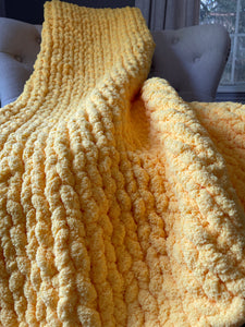 Yellow Chunky Blanket | Super Chunky Chenille Throw - Hands On For Homemade