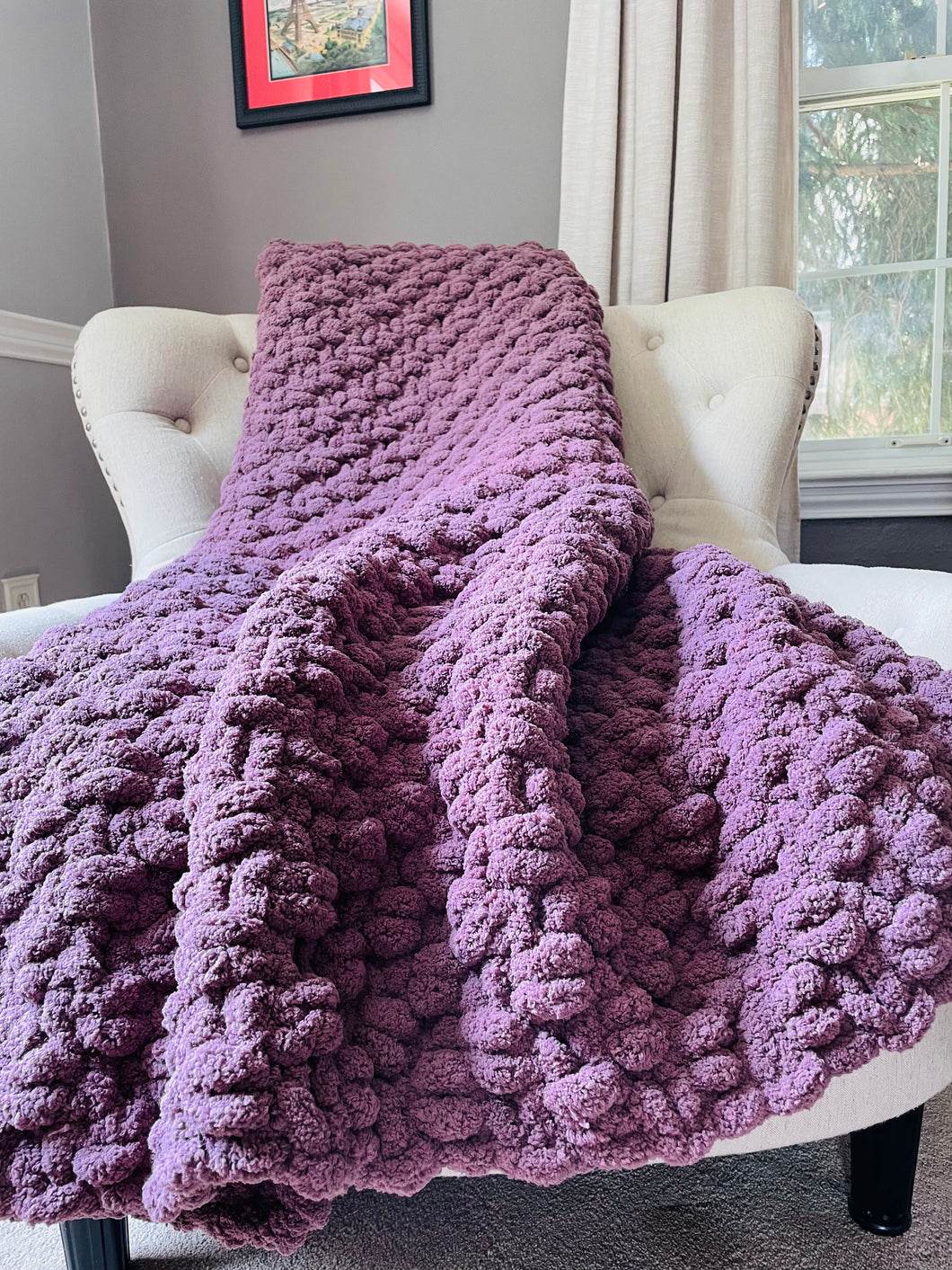 Purple Blanket | Chunky Knit Chenille Throw - Hands On For Homemade