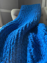 Load image into Gallery viewer, Classic Blue Blanket | Chunky Knit Chenille Throw - Hands On For Homemade