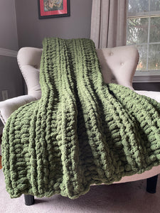 Olive Throw Blanket | Chunky Knit Blanket - Hands On For Homemade