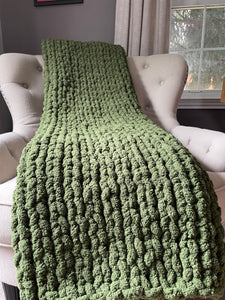 Olive Blanket | Super Chunky Knit Blanket - Hands On For Homemade