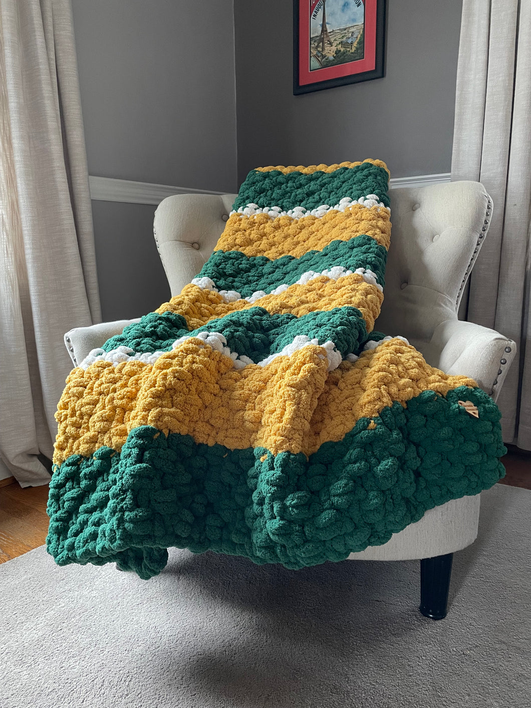 Green Bay Football Blanket | Green and Yellow Blanket - Hands On For Homemade