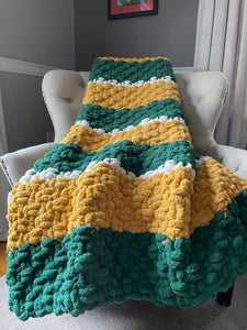 Green Bay Football Blanket | Green and Yellow Blanket - Hands On For Homemade