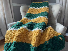 Load image into Gallery viewer, Green Bay Football Blanket | Green and Yellow Blanket - Hands On For Homemade