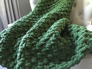 Chive Blanket | Chunky Knit Blanket - Hands On For Homemade