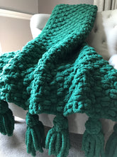 Load image into Gallery viewer, Forest Green Blanket | Chunky Tassel Blanket - Hands On For Homemade