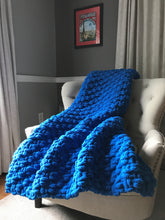 Load image into Gallery viewer, Classic Blue Blanket | Chunky Knit Blanket - Hands On For Homemade