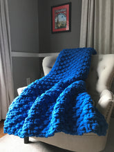 Load image into Gallery viewer, Classic Blue Throw | Chunky Knit Blanket - Hands On For Homemade