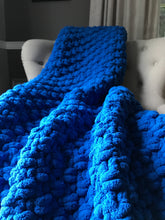 Load image into Gallery viewer, Classic Blue Throw | Chunky Knit Blanket - Hands On For Homemade
