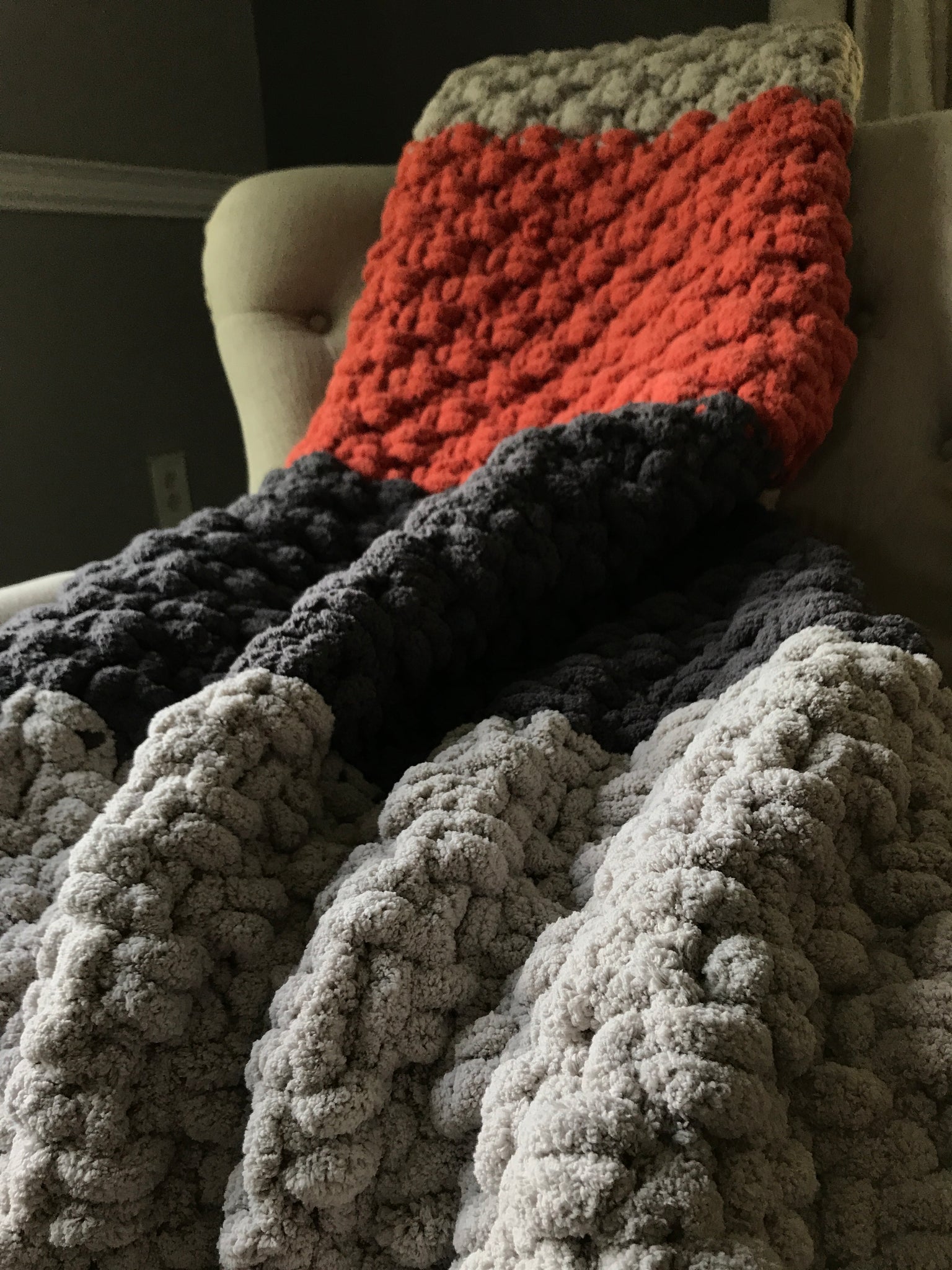 Chunky knit sales blanket dark grey