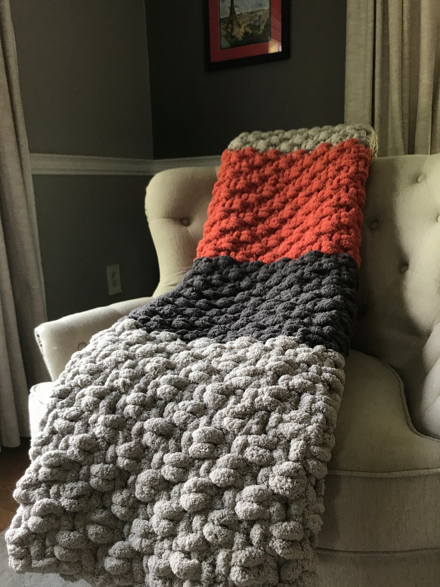 Gray chunky online knit blanket