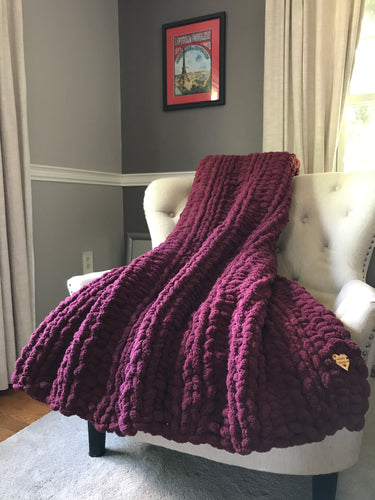 Burgundy Throw | Chunky Knit Blanket - Hands On For Homemade