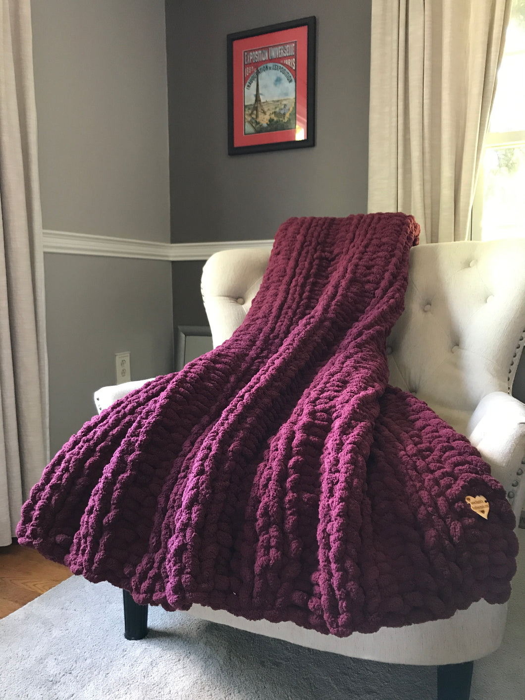 Burgundy Throw | Chunky Knit Blanket - Hands On For Homemade