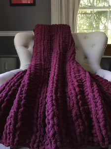 Burgundy Blanket | Chunky Knit Throw - Hands On For Homemade