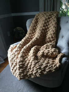 Beige Blanket | Chunky Knit Blanket - Hands On For Homemade