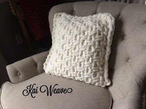 Chunky Knit Pillow | 20"x20" Chenille Pillow - Hands On For Homemade