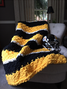 Pittsburgh Football Blanket | Black and Yellow Blanket - Hands On For Homemade