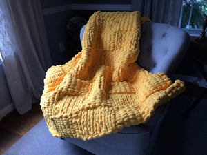 Yellow Blanket | Chunky Knit Throw - Hands On For Homemade