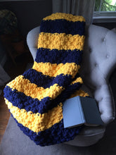 Load image into Gallery viewer, Navy and Yellow Blanket | Chunky Knit Blanket - Hands On For Homemade