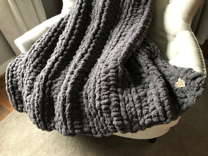 Soft Chunky Knit Charcoal Blanket - Hands On For Homemade