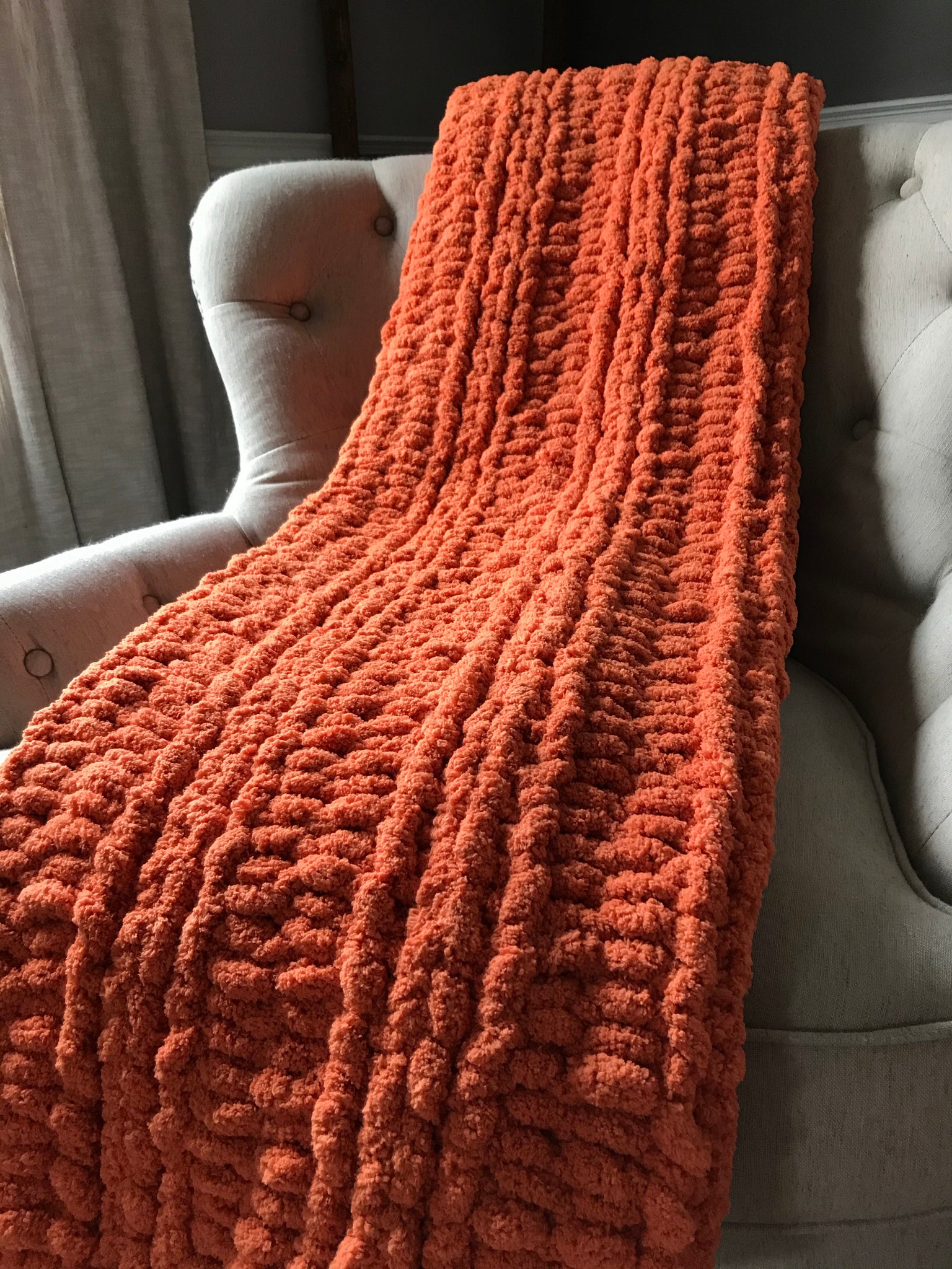 Orange Chunky Knit Blanket – Hands On For Homemade