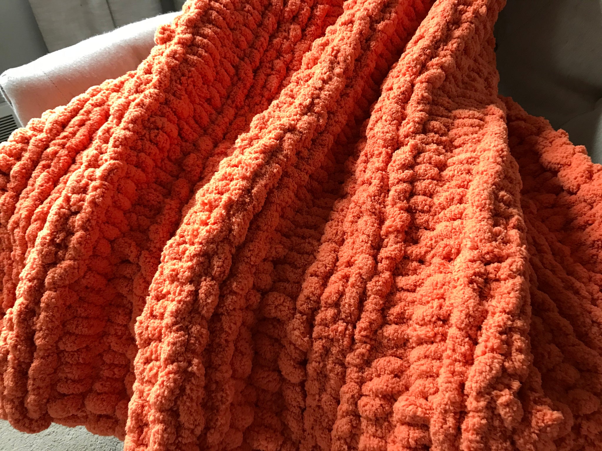 Orange Chunky Knit Blanket – Hands On For Homemade